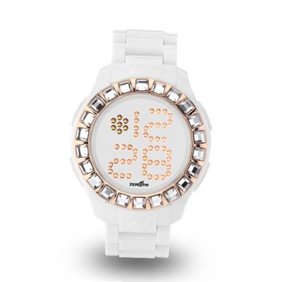 uZEROne Zerone Bedazzled White IP Rose Gold Digital (Clear Swarovski Crystal) 