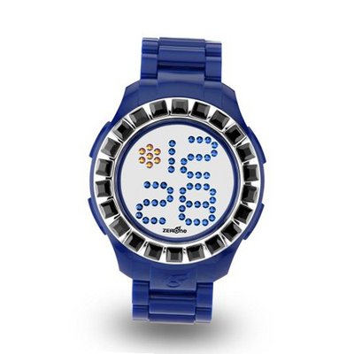 Zerone Bedazzled Blue Silver Digital (Black Swarovski Crystal)