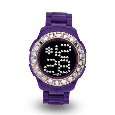 Zerone Bedazzled Purple IP Rose Gold Digital (Clear Swarovski Crystal)