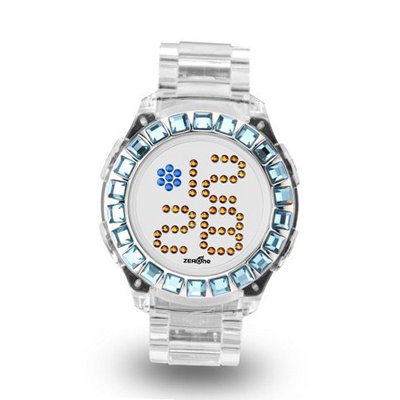 Zerone Bedazzled Transparent Digital (Blue Swarovski Crystal)