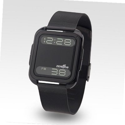 Zerone Bsquared 2 Ultra Slim Black Aluminum Bezel with IPB Stainless Steel Mesh Band Digital