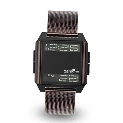 Zerone Bsquared Ultra Slim IP Brown Mesh Band Digital