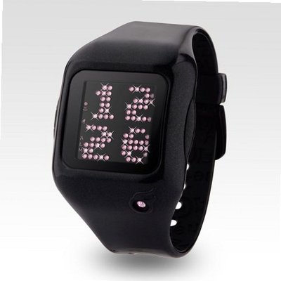 Zerone Dazzled Animation Pink Swarovski Crystal with Black Case Scrolling Message