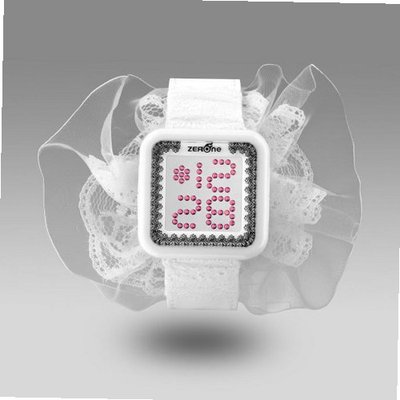 Zerone Lolita White Black Swarovski Crystal Digital (White Lace)