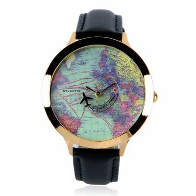 uZLYC World Map with Vintage World Map Faux Leather Wrist es Black 