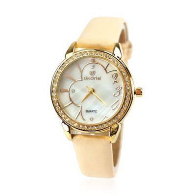 ZLYC Camellia Rhinestone Studded Ladies Quartz Wrist