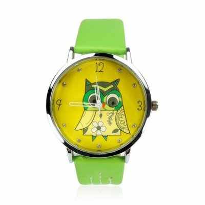 ZLYC Cute Owl Dial Quartz Wrist Light Green
