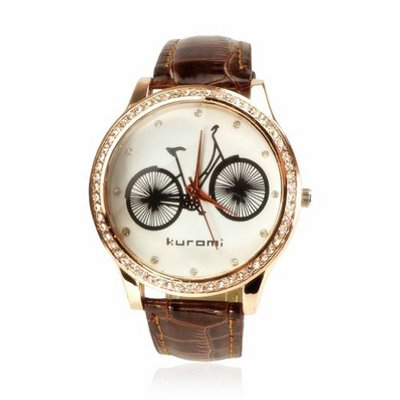 ZLYC Fashion Rhinestone Studded Bicycle Quartz