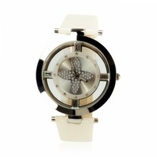 ZLYC Four Leaf Clover Rhinestone Studded Perspective Ladies Quartz