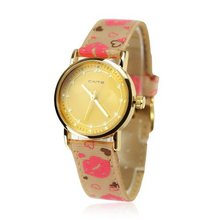 ZLYC Red Lips & Hearts Ladies Wrist Quartz