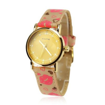 ZLYC Red Lips & Hearts Ladies Wrist Quartz