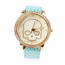 ZLYC Skeleton Rhinestone Studded Mint Green Ladies Wrist