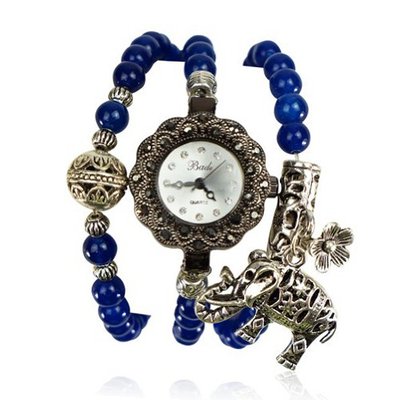 ZLYC Vintage Handmade Beaded Elephant Charm Wrap Bracelet