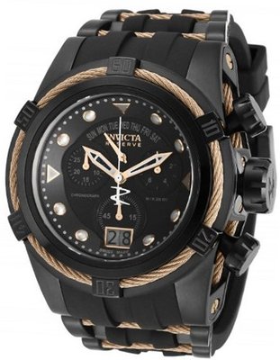 Invicta 12300 Bolt Resv Black Ros Dial Quartz Cron Black Ros Pu