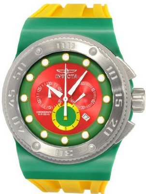 Invicta 12323 Akula Red Green Dial Quartz Chrono Yellow Pu
