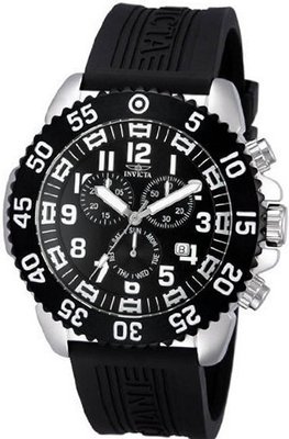 Invicta 12530 Pro Diver Black Dial Quartz Chrono Black Pu