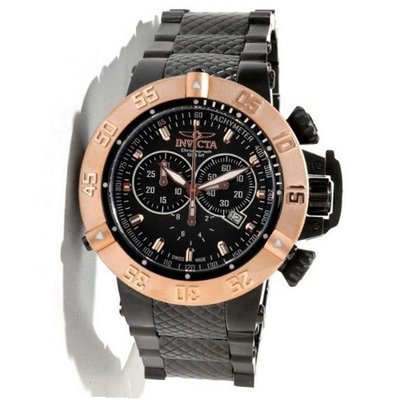 Invicta 12718 Subaqua Black Rose Dial Quartz Chrono Black Stainless Steel