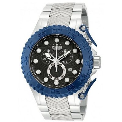 Invicta 12942 Pro Diver Black Blue Dial Quartz Chrono Stainless Steel