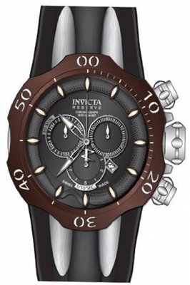 Invicta 13918 Venom Black Dial Brown Bz Quartz Chron Black-Stainless Steel-Pu